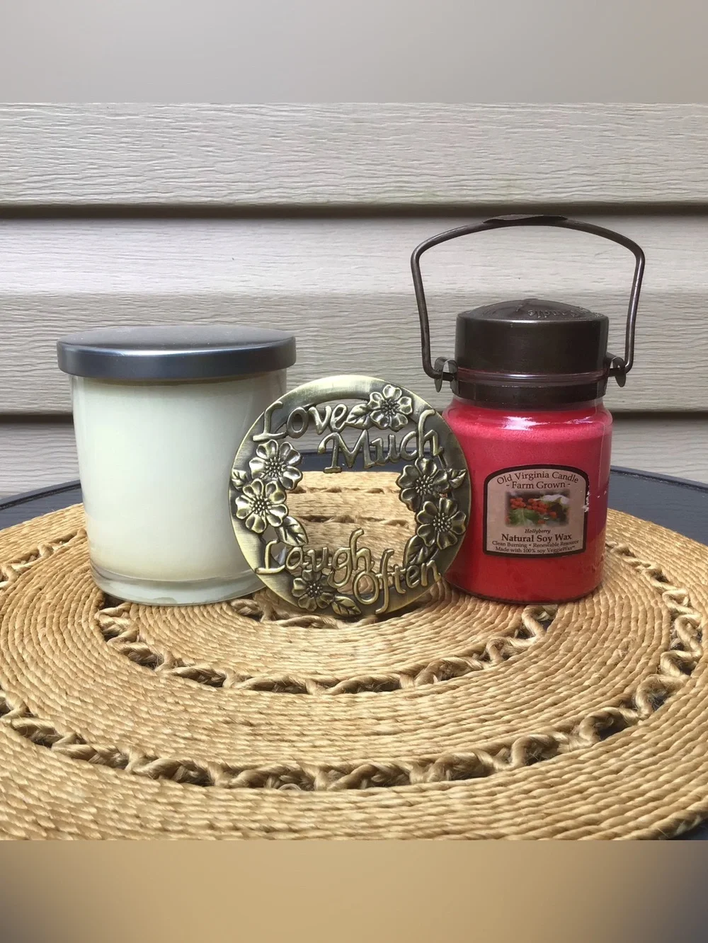Two New Soy Wax Candles Plus “Love Much Laugh Often” Candle Topper
